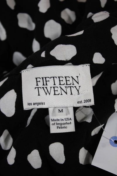 Fifteen Twenty Women Black Animal Print V-Neck Blouse Size M