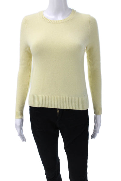 Zara Women Yellow Cashmere Blend Crew Neck Pullover Solid Long Sleeve Size S