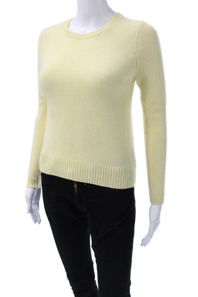 Zara Women Yellow Cashmere Blend Crew Neck Pullover Solid Long Sleeve Size S