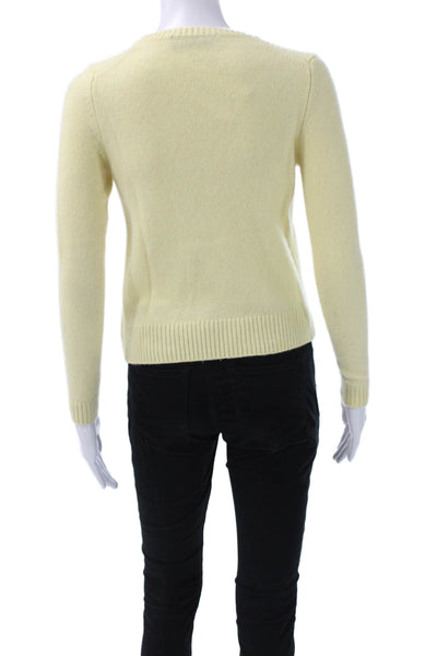 Zara Women Yellow Cashmere Blend Crew Neck Pullover Solid Long Sleeve Size S