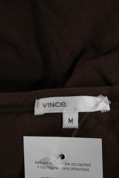 Vince Women Tunic T-Shirt Brown Cotton Scoop Neck Short Sleeve Size M