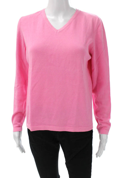Lilly Pulitzer Women Pink V-Neck Pullover Sweater Long Sleeve Solid Size S