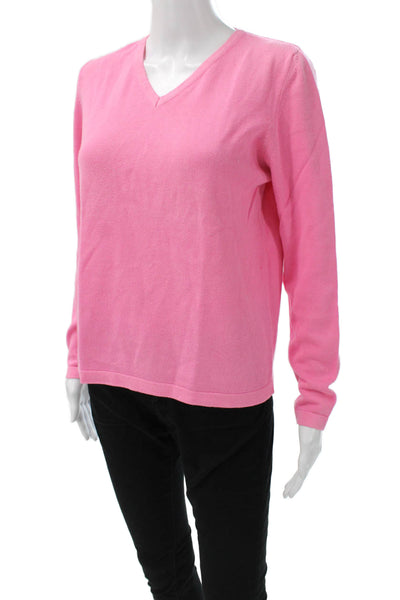 Lilly Pulitzer Women Pink V-Neck Pullover Sweater Long Sleeve Solid Size S