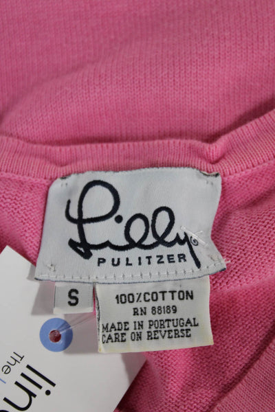 Lilly Pulitzer Women Pink V-Neck Pullover Sweater Long Sleeve Solid Size S
