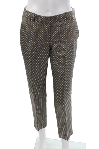 J Crew Collection Womens Silk Geometric Ankle Pants Multicolor Zip Size 0