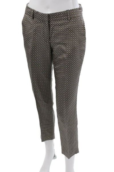 J Crew Collection Womens Silk Geometric Ankle Pants Multicolor Zip Size 0
