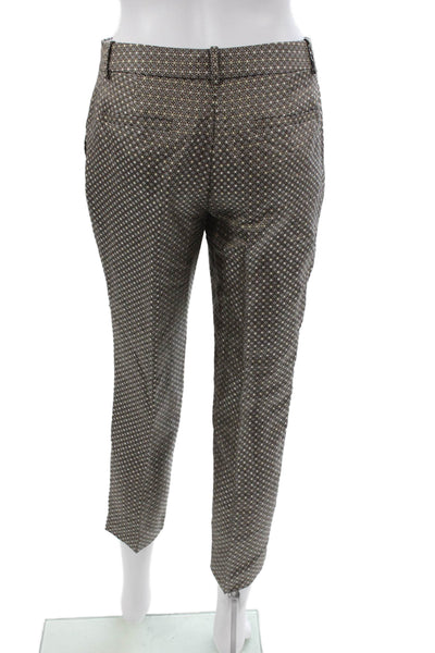 J Crew Collection Womens Silk Geometric Ankle Pants Multicolor Zip Size 0