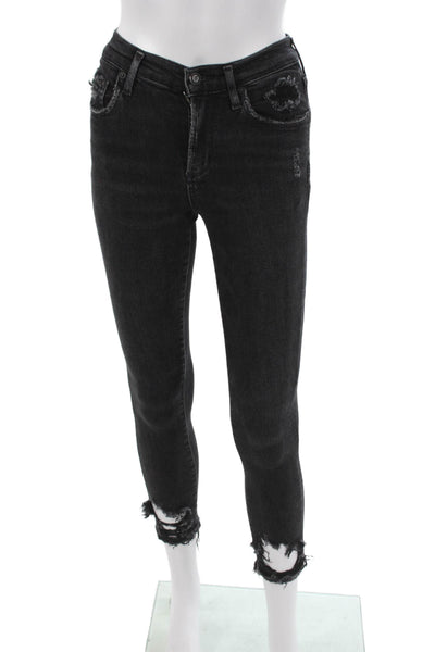 Agolde Women Ankle High Rise Black Cotton Jeans Size 24
