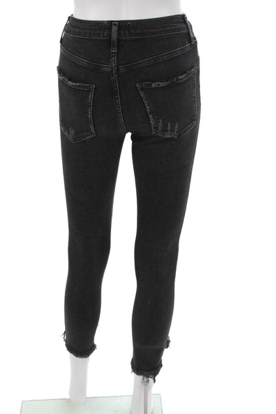 Agolde Women Ankle High Rise Black Cotton Jeans Size 24