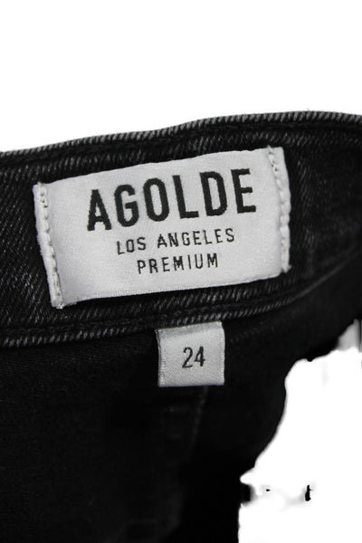Agolde Women Ankle High Rise Black Cotton Jeans Size 24