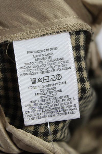 Joie Women Cropped Check Viscose Pants Beige Buckle Size 00