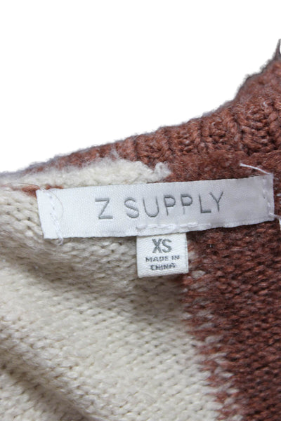 Z Supply Women Pullover Check Crew Neck Long Sleeve Acrylic Sweater Size XS