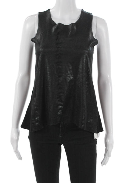 Olivaceous Women Black Animal Print Sleeveless Round Neck Tank Size S