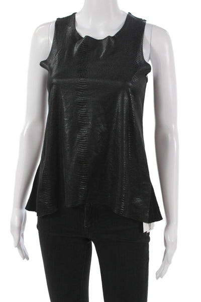 Olivaceous Women Black Animal Print Sleeveless Round Neck Tank Size S