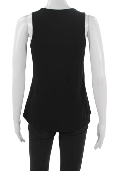 Olivaceous Women Black Animal Print Sleeveless Round Neck Tank Size S