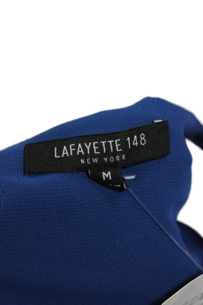 Lafayette 148 New York Womens Silk Sleeveless V-Neck Tunic Blouse Blue Size M