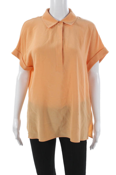 Lafayette 148 New York Womens Silk Short Sleeve Tunic Orange Size M