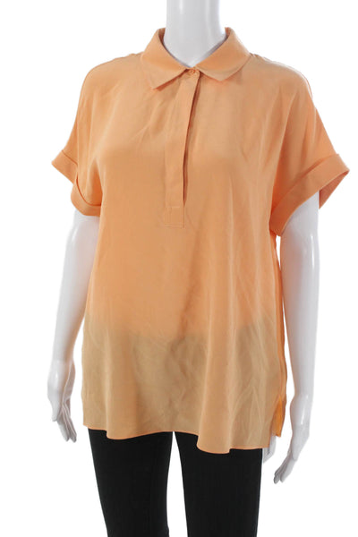 Lafayette 148 New York Womens Silk Short Sleeve Tunic Orange Size M