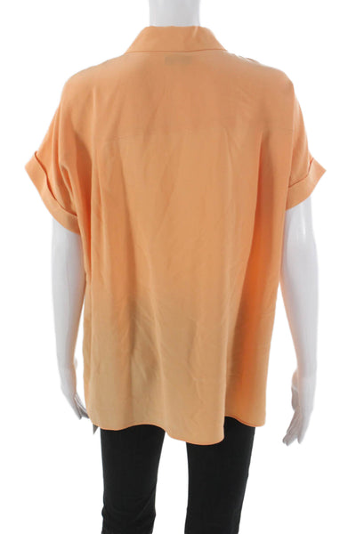 Lafayette 148 New York Womens Silk Short Sleeve Tunic Orange Size M