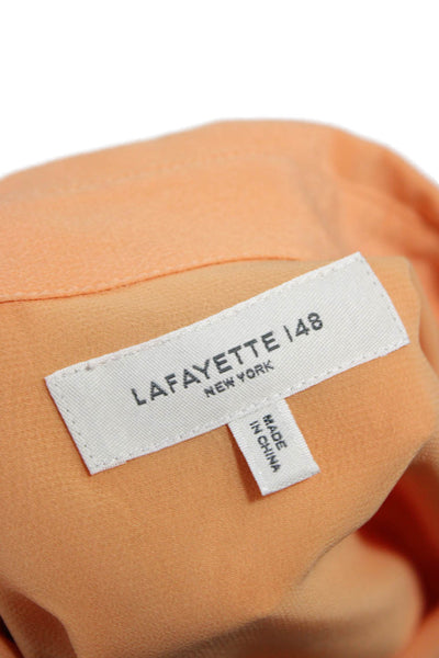 Lafayette 148 New York Womens Silk Short Sleeve Tunic Orange Size M