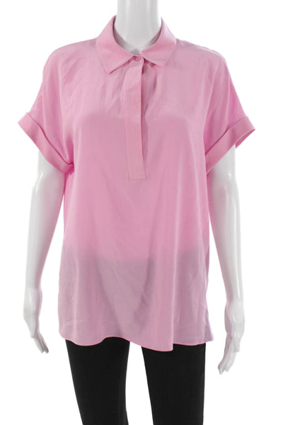 Lafayette 148 New York Women Tunic Blouse Pink Silk Short Sleeve Size M