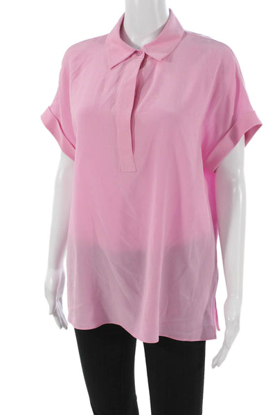 Lafayette 148 New York Women Tunic Blouse Pink Silk Short Sleeve Size M