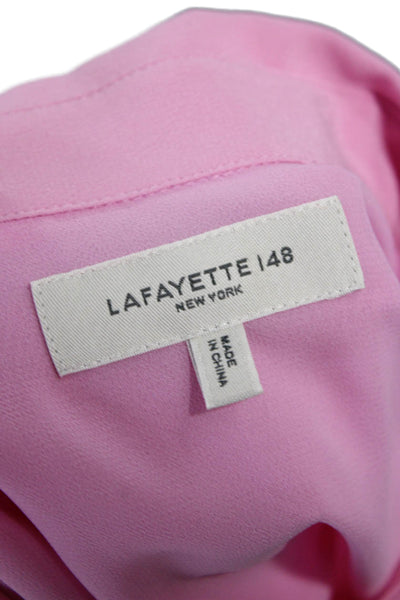Lafayette 148 New York Women Tunic Blouse Pink Silk Short Sleeve Size M