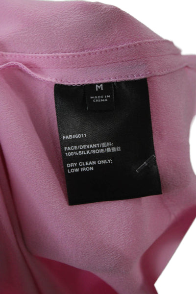 Lafayette 148 New York Women Tunic Blouse Pink Silk Short Sleeve Size M