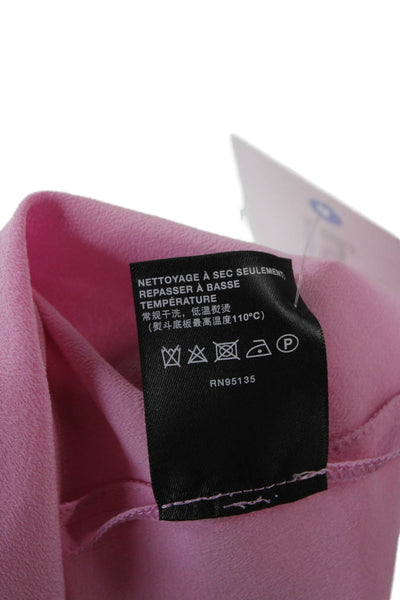 Lafayette 148 New York Women Tunic Blouse Pink Silk Short Sleeve Size M