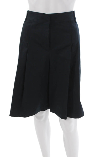 Lafayette 148 New York Women Pleated Black Cotton Skirt Size 12