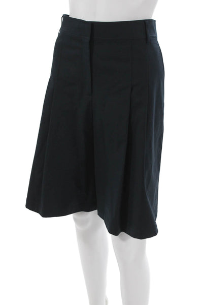 Lafayette 148 New York Women Pleated Black Cotton Skirt Size 12