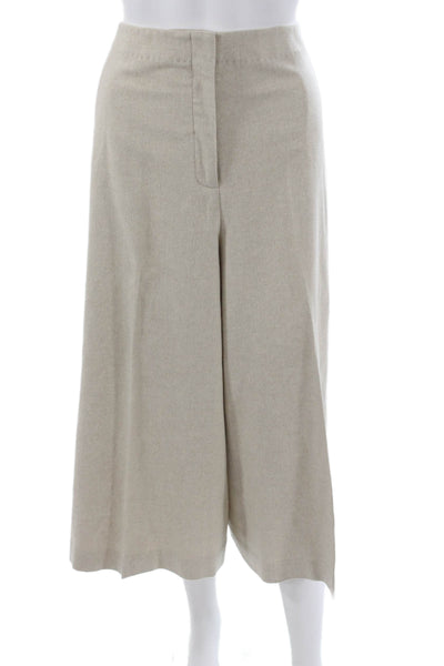 Lafayette 148 New York Women Wool Cropped Pants Beige Zip Inseam 31 Size 12