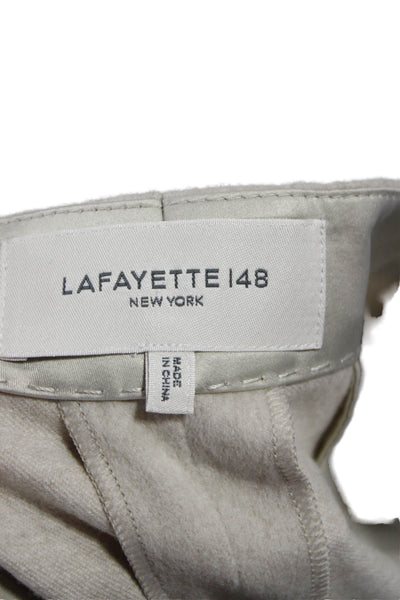 Lafayette 148 New York Women Wool Cropped Pants Beige Zip Inseam 31 Size 12