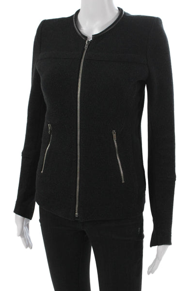IRO Womens Basic Jacket Black Cotton Zip Long Sleeve Size 38