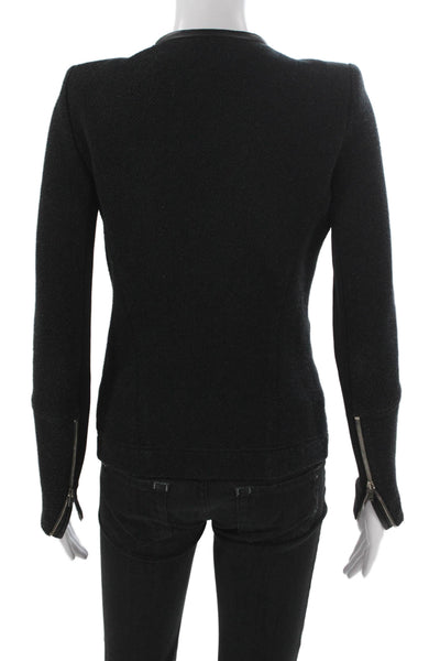 IRO Womens Basic Jacket Black Cotton Zip Long Sleeve Size 38