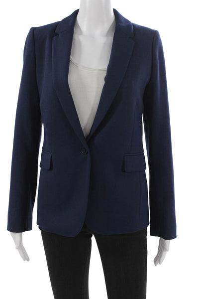 Hobbs London Womens Wool Blazer Blue Buttoned Long Sleeve Solid Size 4