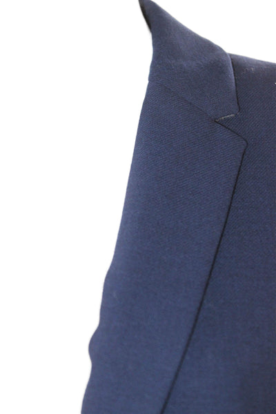 Hobbs London Womens Wool Blazer Blue Buttoned Long Sleeve Solid Size 4