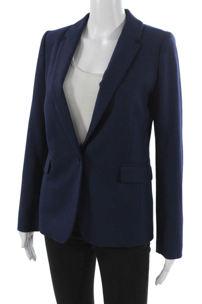 Hobbs London Womens Wool Blazer Blue Buttoned Long Sleeve Solid Size 4