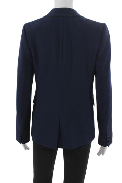 Hobbs London Womens Wool Blazer Blue Buttoned Long Sleeve Solid Size 4