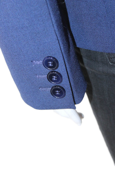 Hobbs London Womens Wool Blazer Blue Buttoned Long Sleeve Solid Size 4