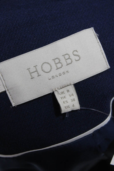 Hobbs London Womens Wool Blazer Blue Buttoned Long Sleeve Solid Size 4