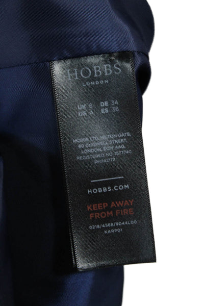 Hobbs London Womens Wool Blazer Blue Buttoned Long Sleeve Solid Size 4