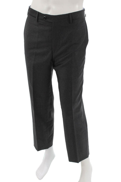 Vigano Mens Dress Pants Gray Wool Button Size 34