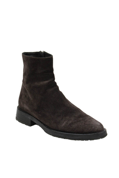 Jack Erwin Womens Suede Zip Up Ankle Boots Dark Brown Size 8