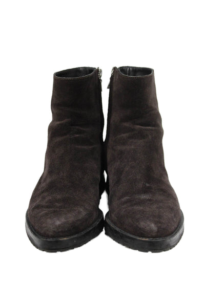 Jack Erwin Womens Suede Zip Up Ankle Boots Dark Brown Size 8