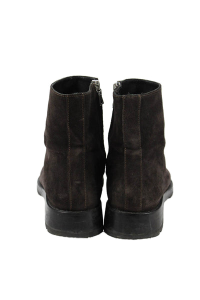 Jack Erwin Womens Suede Zip Up Ankle Boots Dark Brown Size 8