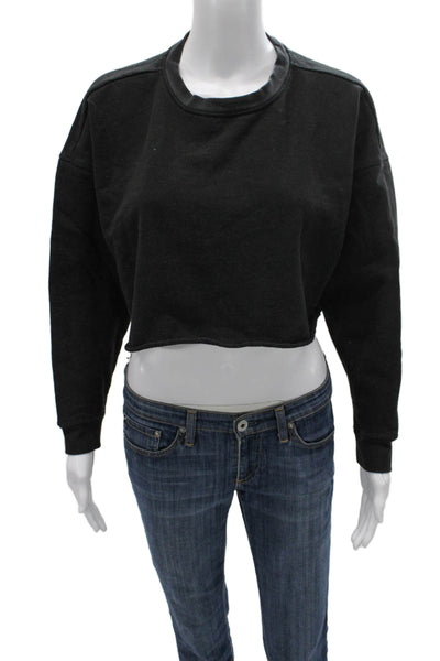We Wore What Women Pullover Sweatshirt Black Cotton Crew Neck Size S