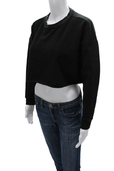 We Wore What Women Pullover Sweatshirt Black Cotton Crew Neck Size S