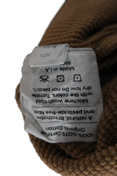Mate Womens Pullover Mock Neck Long Sleeve Cotton Top Brown Size S