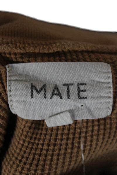 Mate Womens Pullover Mock Neck Long Sleeve Cotton Top Brown Size S